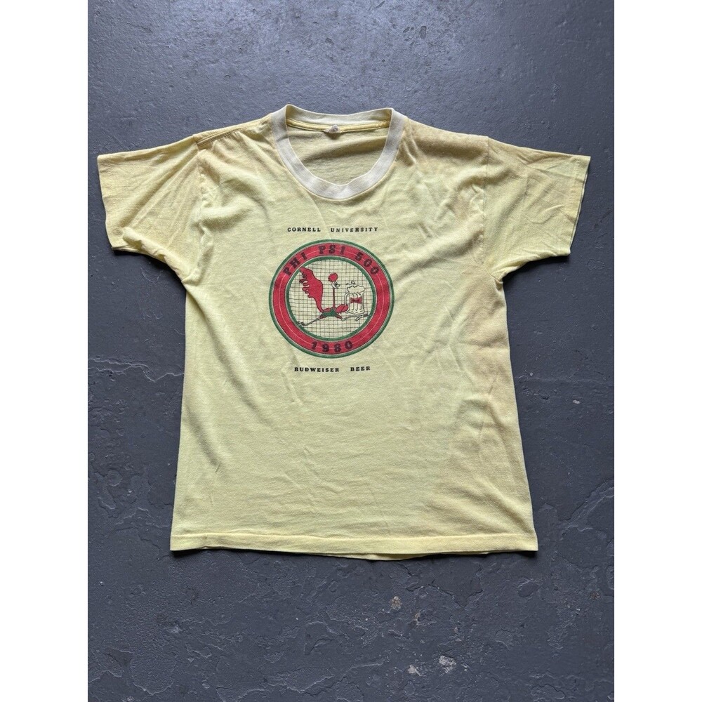 Vintage 1980 Cornell University Phi Psi Roadrunner Beer T Shirt